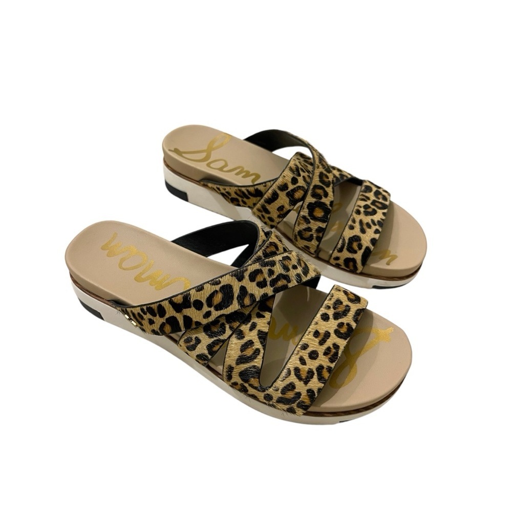Sam Edelman Leopard Print Women's slides Sandals size 7.5 US tan calf upper